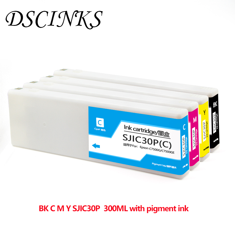 

DSCINKS SJIC30P BK C M Y 100% compatible ink cartridge with 300ML pigment ink for C7500G C7500GE printer with chip