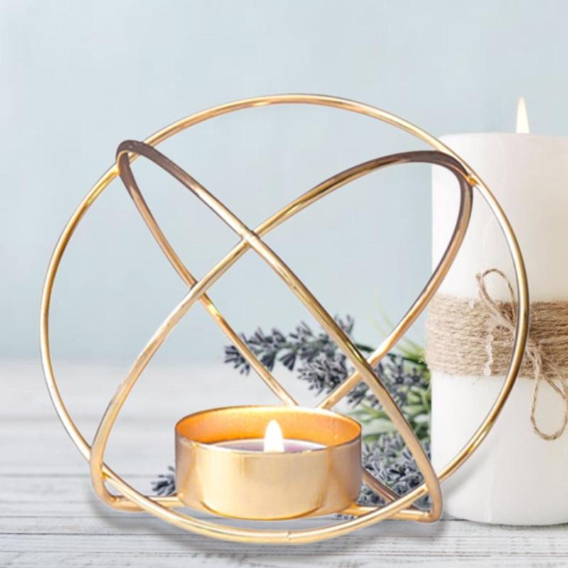 

Nordic Style Wrought Iron Geometric Candle Holders Home Decorate Metal Crafts Candlestick Candelabros De Velas Holder Mesa