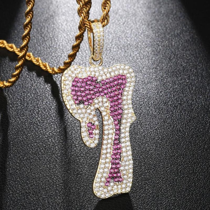 

Hip Hop Micro Paved Cubic Zirconia Bling Out Number 7 Pendants Necklace for Men Rapper Jewelry Drop Shipping