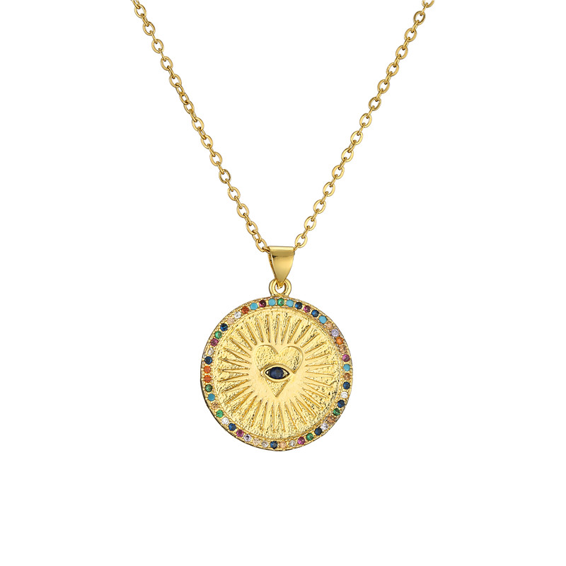 

Fashion Gold Color + CZ Wedding Jewelry Femme Bijoux Unique Design Heart Evil Eye Pendant Necklace For Women Girl Dropshippin