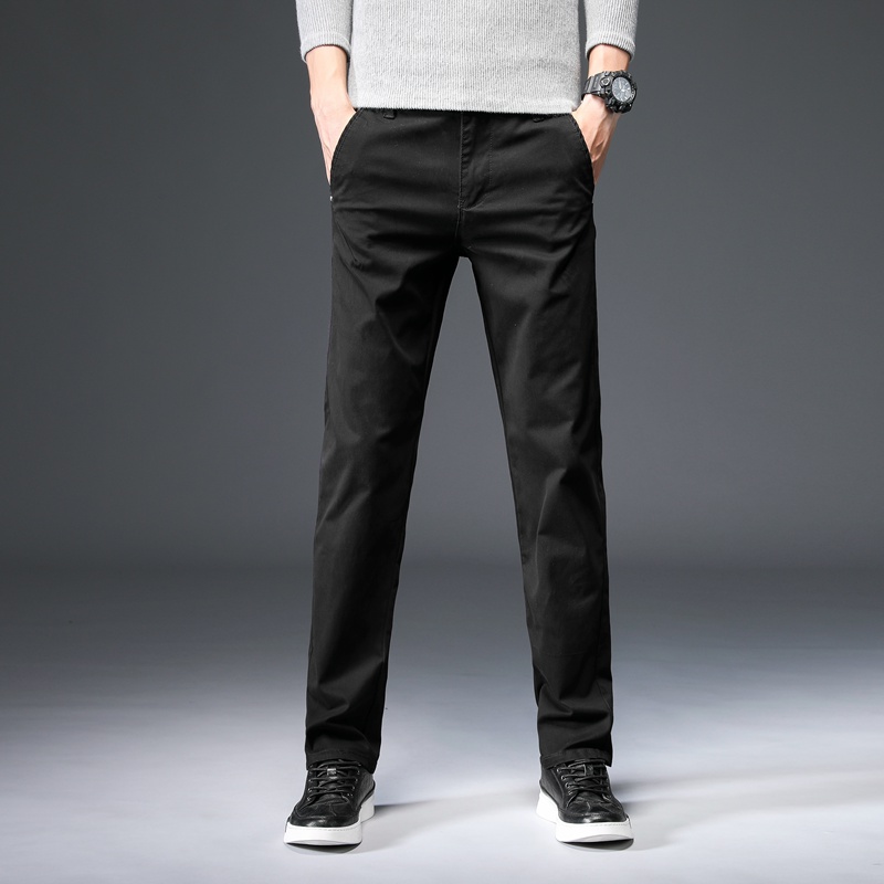 

2020 Spring Autumn Mens Middle Waist Trousers Pure Color Men's Pants Men Cotton Pant Man Straight Trouser Big Size 28-40,P326, Khaki