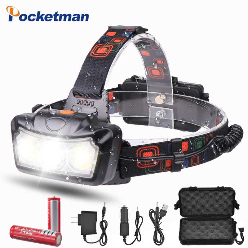 

Headlamps Headlamp Headlight Led T6 COB Head Torch Light Super Bright Waterproof Headtorch Lamp