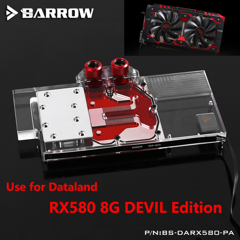 

BARROW Full Cover Graphics Card Block use for PowerColor Radeon RX 580 Red Devil 8GB GPU Copper Radiator Block with RGB to AURA