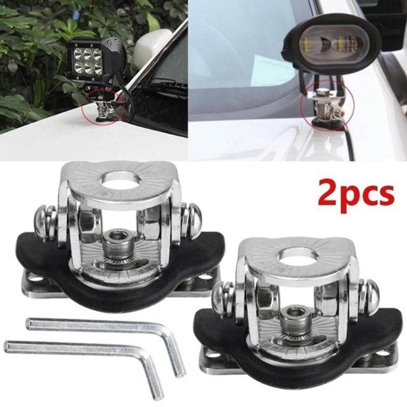 

2Pcs Stainless Steel Pillar Hood Mount Bracket Car LED Work Light Clamp Holder