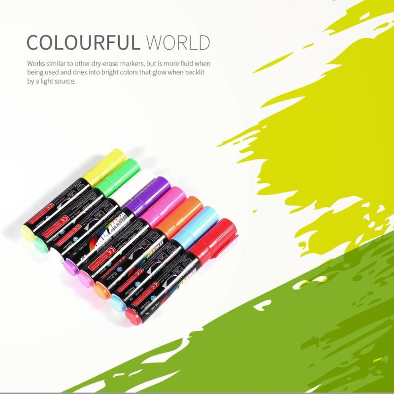 

8 Colors/box 8/10mm Highlighter Fluorescent Liquid Chalk Marker Pen for LED Writing Menu Board Glass Window Sign