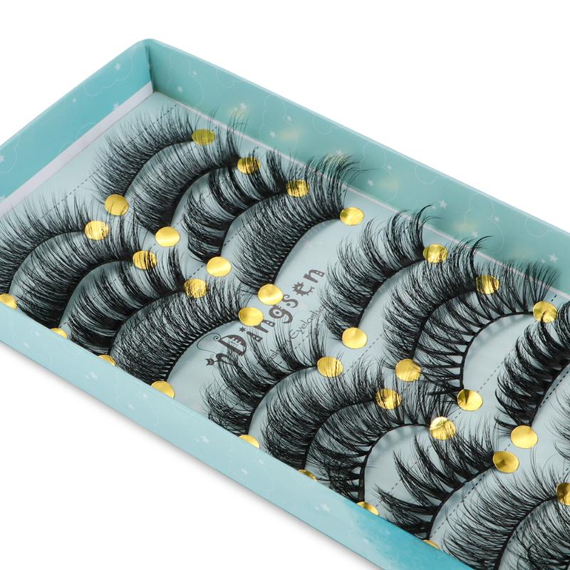 

10 Pairs Mixed Styles 3D Faux Mink False Eyelashes Fluffy Wispies Criss-cross Fake Lashes Handmade Eyes Extension Makeup Tools