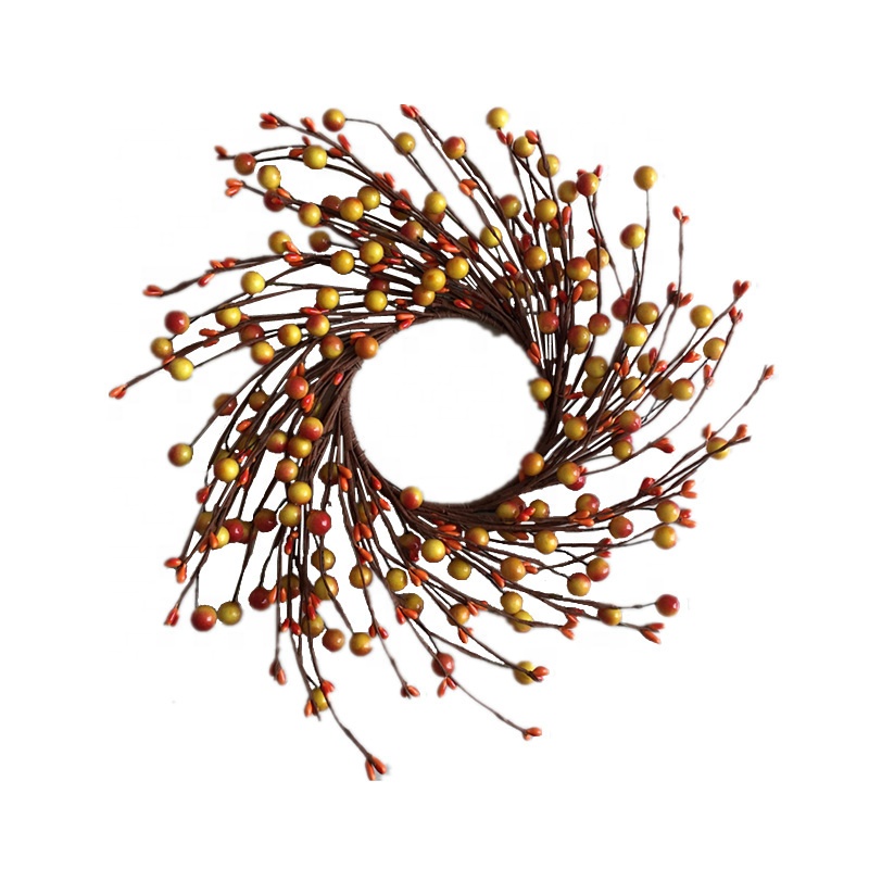 

4 Inch Inner Diameter Artificial Berry Candle Ring Wreath Christmas Wreath Decorations, Orange