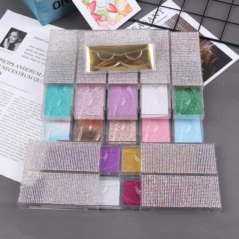 

Bling Glitter Eyelash Box Pull Box Diamond False Eyelash Packaging 3D False Eyelashes Packaging Empty Lash Case