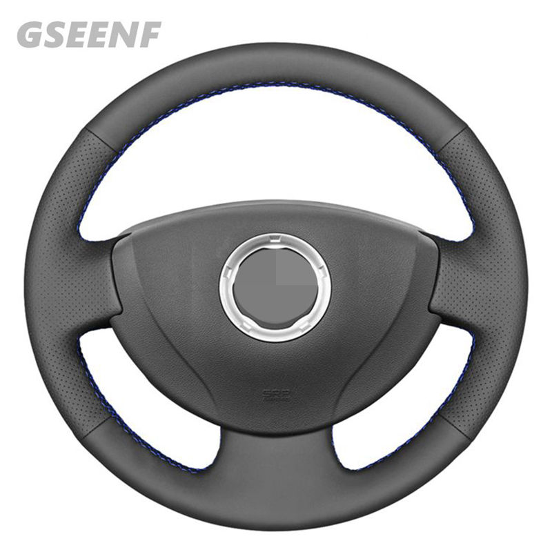 

Car Steering Wheel Cover For Lada Largus Almera G15 Logan 1 Sandero Black Hand-sewing Artificial Leather