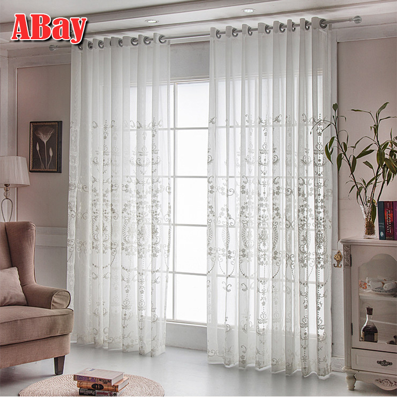 

Embroidery Sheer White Curtains for Living Room Luxury Tulle for Windows Curtains Bedroom Home Decoration Modern Voile Drape