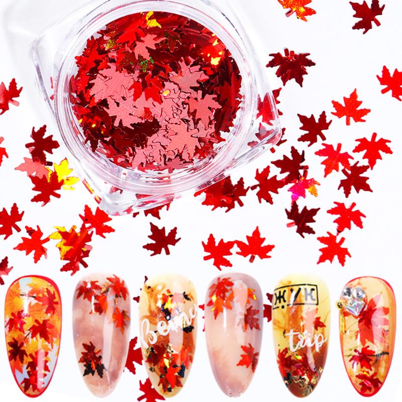 

1 Box Holographic Nail Art Glitter Sequins Laser Mirror Flake Paillettes Autumn 3D Design Manicure Decorations NT1528