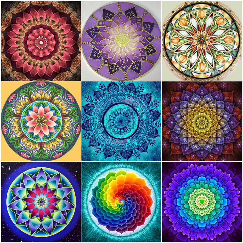 

5D Diamond Painting Full Drill Mandala Diamond Mosaic Sale Round Rhinestones Pictures Embroidery Flowers Sale