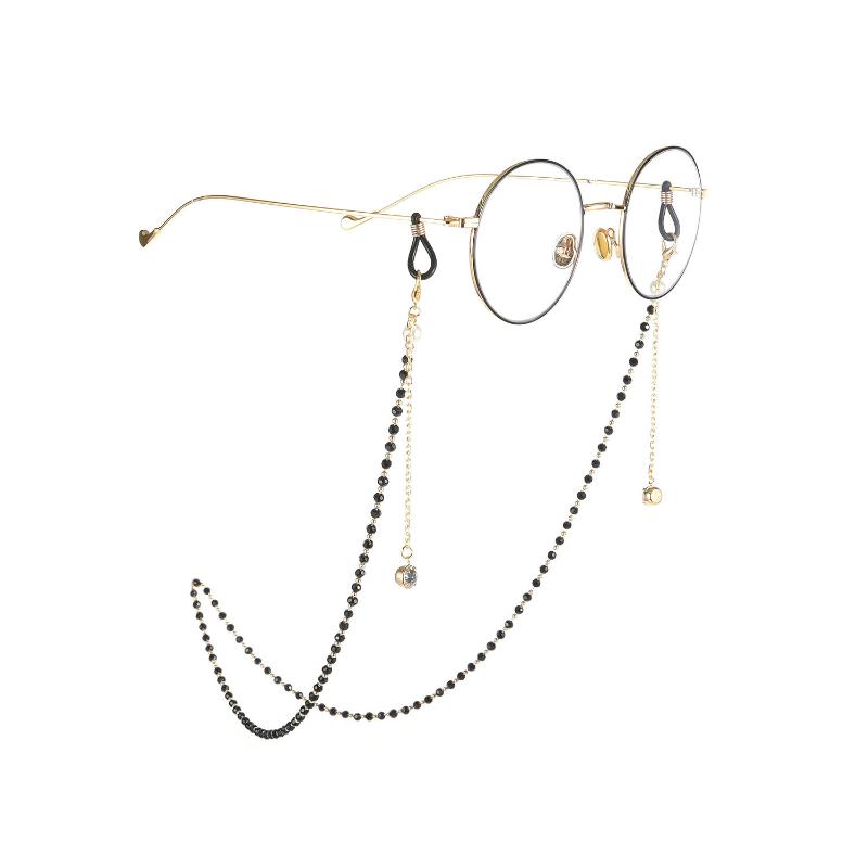 

FUN-BEAUTY European and American Jewelry Copper Beads Black Warrior Chain Glasses Chain Pearl Zircon Frame Accessories Women