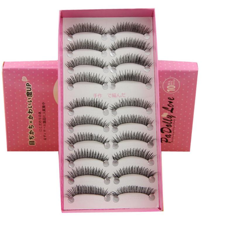 

10 Pairs Fashion Natural Handmade Long False Black Eyelashes Makeup HS-7 j802