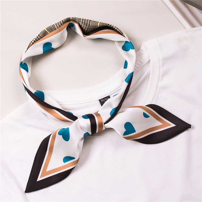

Scarves Women Long Skinny Scarf Female Silk Hair Neck Heart Love Print Elegant Lady Head Band Scarfs Bag Ribbons Tie Sharp