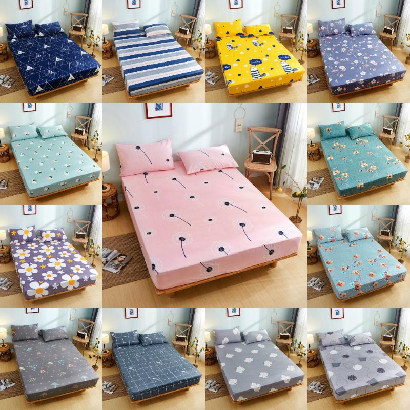 

Printed Fitted Sheet Polyester Mattress Cover Non-slip Bed Sheets Mattress Protector Cover for Home Bedroom