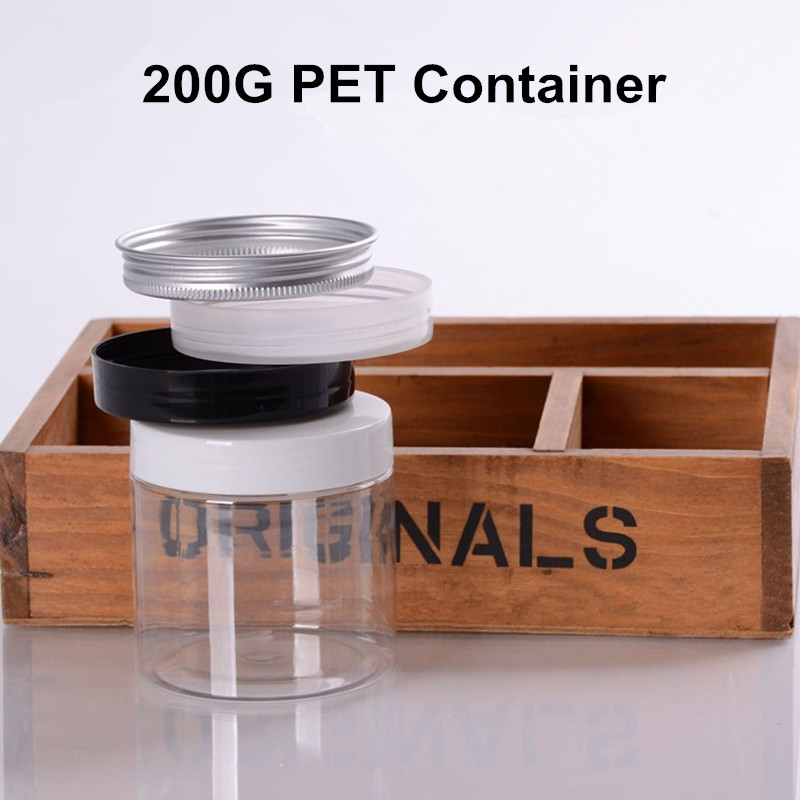 

10 x 200ml Clear/White/Black/Aluminum Plastic Lip Small Sample Cosmetic Jars Container + Cap