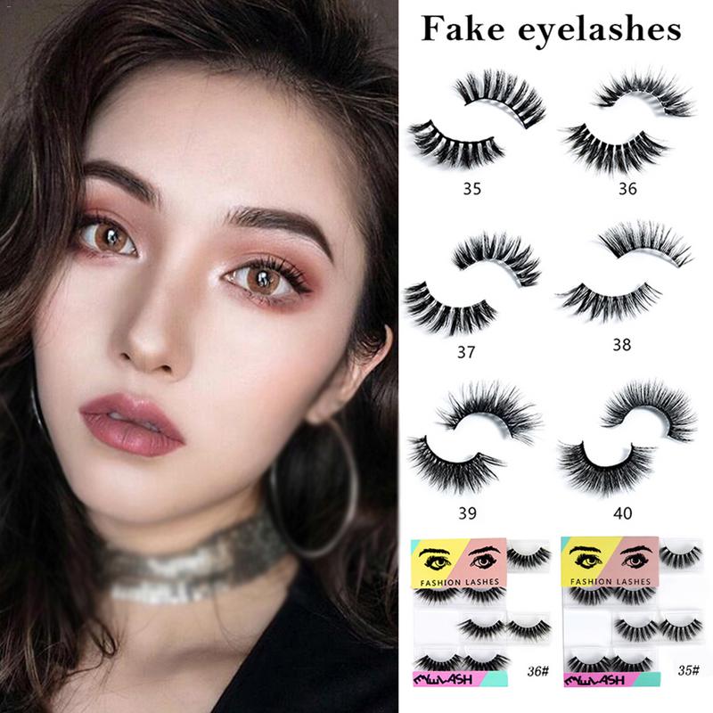

4 Pairs False Eyelashes Natural 100% Handmade Thick False Eyelashes Extension Sexy Soft Lashes Mink