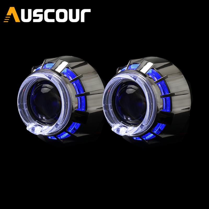 

2.5inch BI-Xenon Retrofit HID MINI Projector Lens With LED angel eyes for H1 H4 H7 Base Adapter Ring Car Styling Retrofit