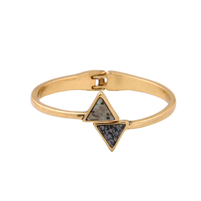 

Gold Color Alloy Triangle Natural Stone Bangle Female From India Vintage Jewelry