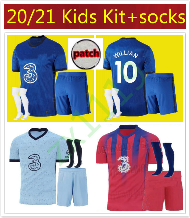 

21 KANTE ABRAHAM LAMPARD PULISIC soccer jersey Thailand WILLIAN MOUNT Kids Jersey soccer uniform football shirt kit maillot, 3rd