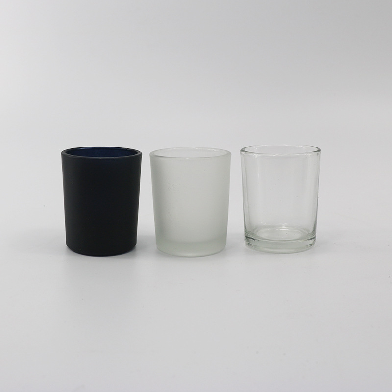 

wholesale 50ml 160ml 200ml black white red Matte transparent glass candle empty cup DIY candle container