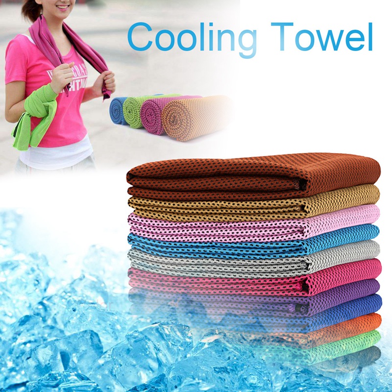 

Summer Ice Cold Cool Towels Cooling Towel for Sport Running Jogging Gym (Getting Cool After Putting the Towel Into Water) 30cm x, Random color