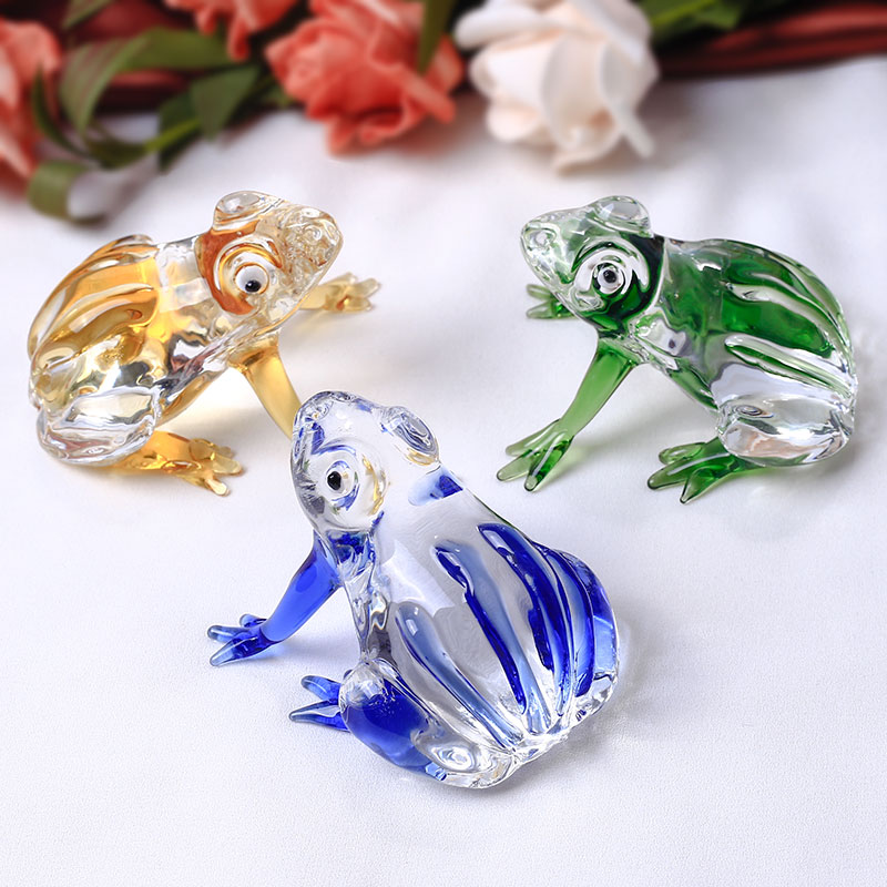 

1 Piece Cute Frog Crystal Figurines Miniatures Glass Animal Crafts Paperweight For Ornaments Kids Gifts Home Decor
