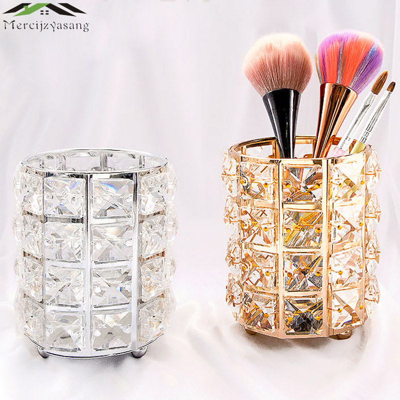 

10PCS/LOT Candle/Pen Holders Makeup Brush Storage Box Flower Vase Cosmetic Storage Tube Crystal Signature Candelabrum GZT05302