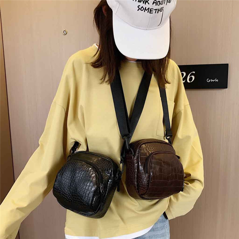 

Fashion Leather Cross-body Bags For Women 2020 Alligator Pattern Small Shoulder Messenger Bag Lady Travel Handbags and Purses #4, Black