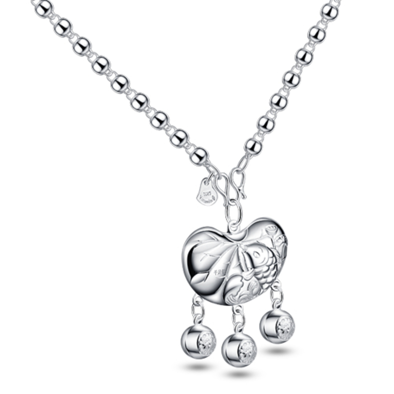 

Chains Retro Lock Pendant Solid 925 Sterling Silver Long Necklace Chinese Style Bunting Peace Jewelry Women's Clothing & Accessories