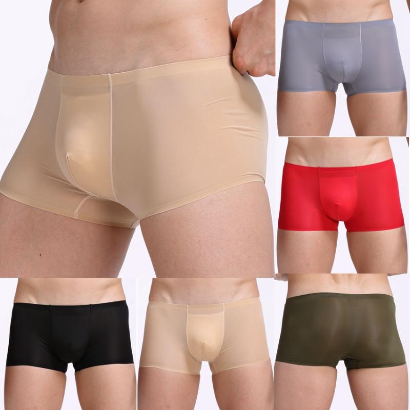 

Hot Male Underwear Men Boxer Ice Silk Men's Sexy Underpants Man Comfortable Breathable cuecas Sexy Cueca Boxer Men Underwear, Beige