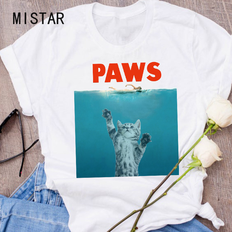 

Women Graphic Cat Animal Funny Scary Print 90s Autumn Fall Halloween T Shirt Lady Tees Tops Female short sleeve Women T-Shirt
