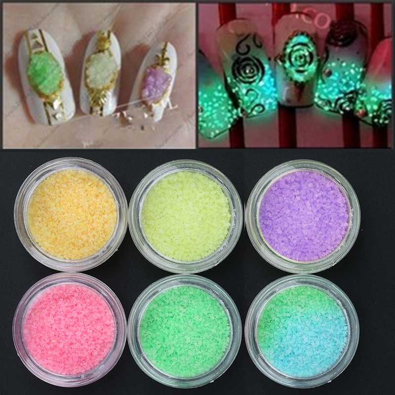 

6 / 1 Box Neon Pigment Nail Art Phosphor Luminous Particles Fluorescent Nail Glitter Powder Manicure Decoration Phosphor TSLM2