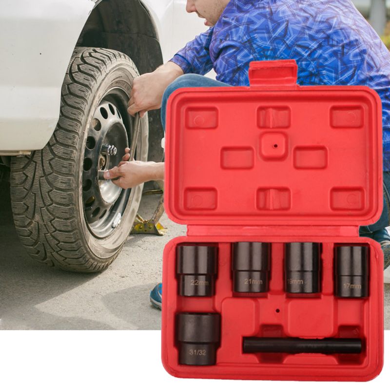 

6Pcs 1/2 inch Twist Socket 5 Damaged Worn Lug Nut Lock Remover Bolt Extractor 11UA