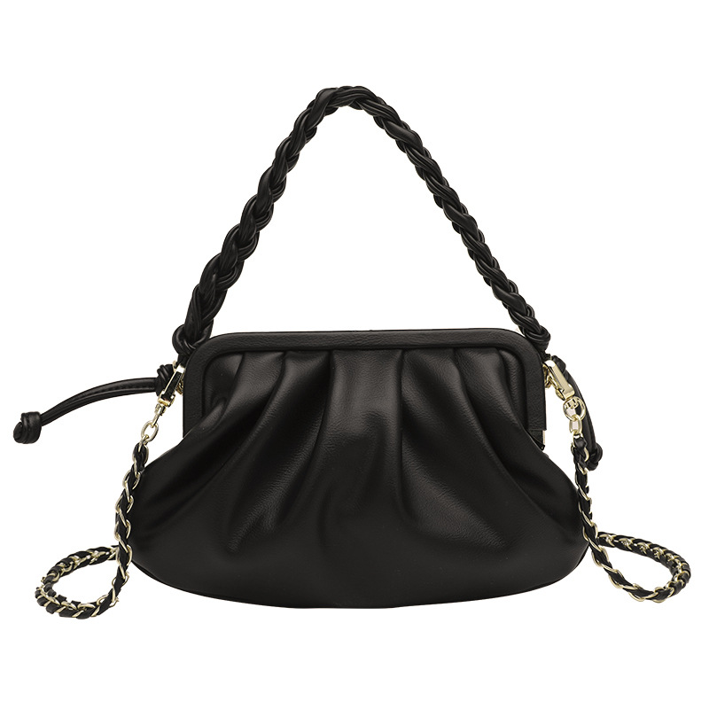 

Fashion bag pleated cloud pack new style net red dumpling clip women's bag single shoulder shoulder underarm, Black