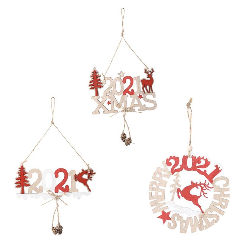 

2021 Xmas/2021 Signs Wooden Door Hanging Pendant Ornaments Indoor Outdoor Wall Boards for Holidays Home Office Decorations