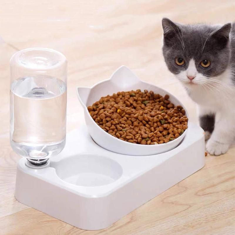 

Pet Dog Cat Bowl Automatic Feeder Bowl with Water Dispenser Double Drinking Raised Stand Dish Bowls with Pet Supplies