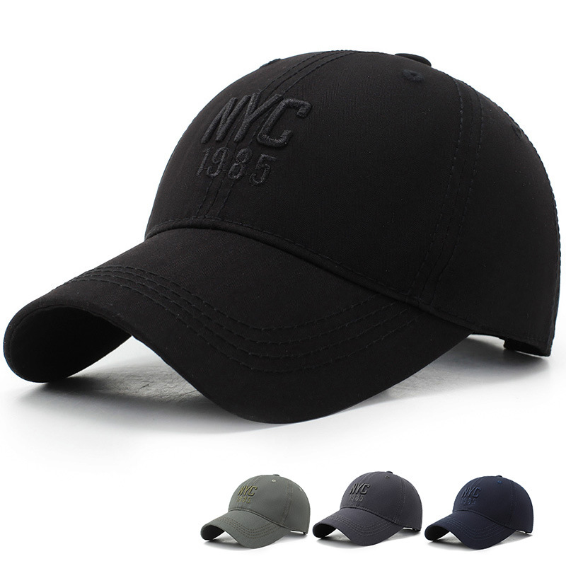 

2020 new Korean casual NYC embroidery baseball cap men women outdoor sun visor hat ladies cap 100%cotton fishing hats, Black