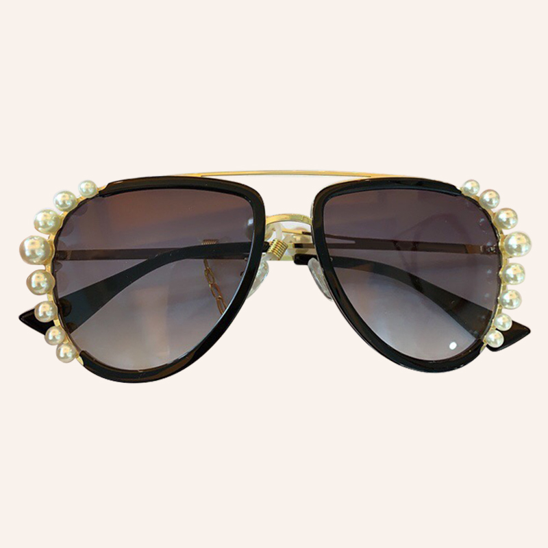 

Brand Pilot Sunglasses Women With Chain 2020 Fashion Luxury Pearls Sunglasses for Women UV400 Oculos