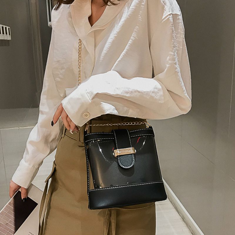 

Fashion Women Shoulder Bags Transparent Crossbody Beach Bag Clear Jelly Purse Clutch PU /BY, Khaki