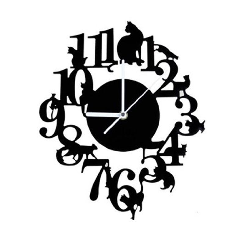 

Black cat wall clock hook antique indoor wall clock Scandinavian cute cat (black)