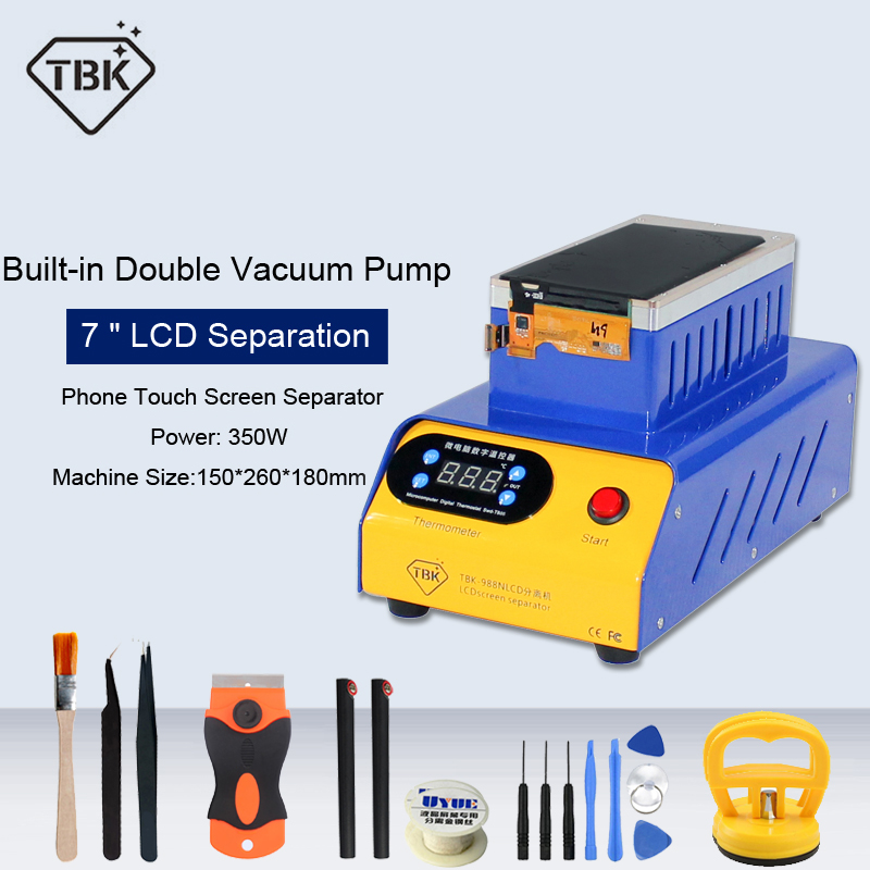 

TBK Built-in Double Vacuum Pump 7" LCD Touch Screen Separator For Samsung Edge Curved Screen Cover Plate Separation