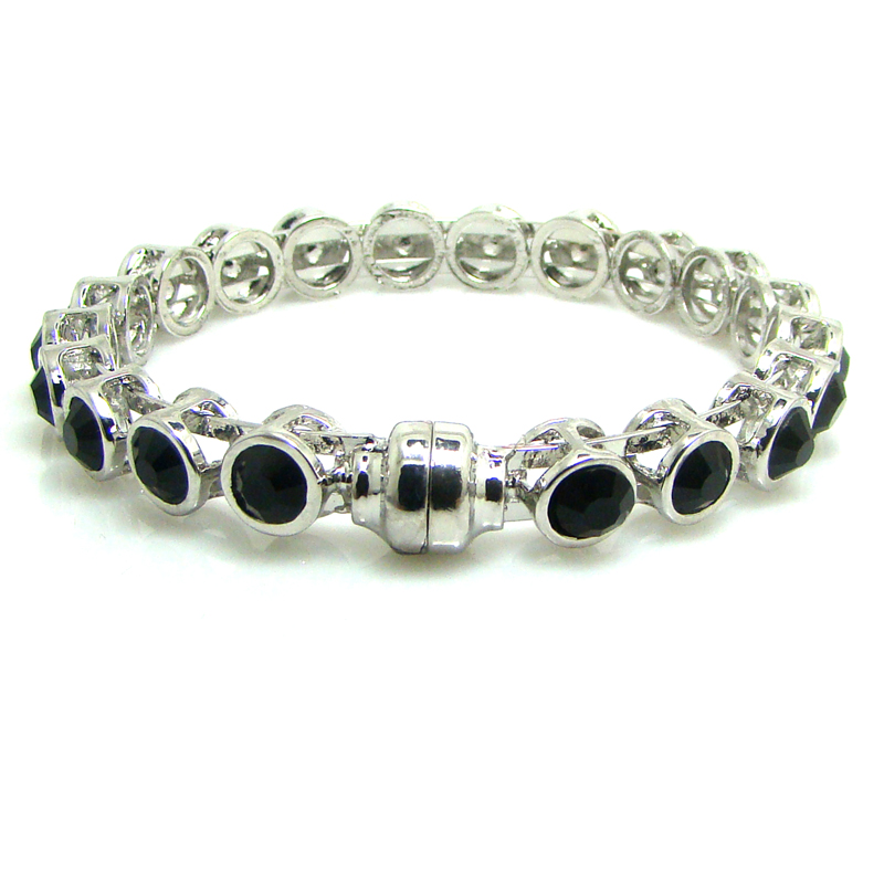 

Magnetic Closure Bangle Double Strength Cuff Wristband Coil Bracelet Sparkling Bezel Color Crystals gift ornament women jewelry