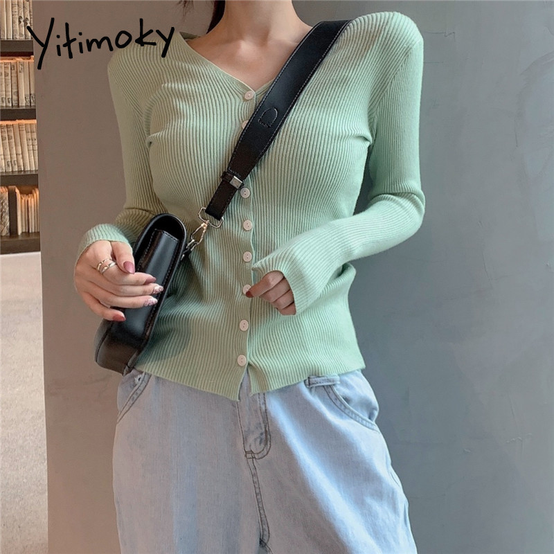 

cardigan women sweater Single Breasted knit sweater soft top stretch V-Neck jumper Fashion Slim Femme Elasticity tops 2020, Black