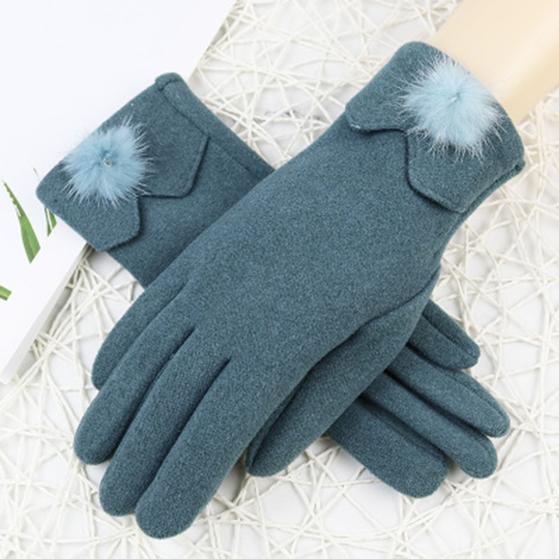 

Five Fingers Gloves Winter Warm Female Faux Cashmere Mittens Plus Velvet Thickening Touch Screen Thin Plush Cycling Driving E83