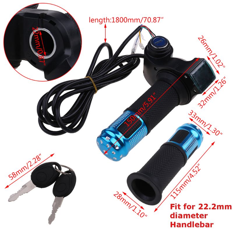 

24V 36V 48V Electric EBike Throttle Grip Scooter Handlebar LED Digital Meter US Q1QE