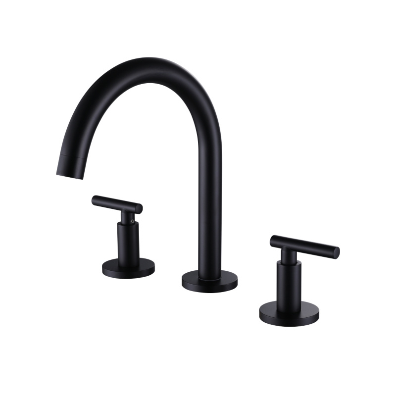 

Black/Gold/Chrome Brass Polished Basin Faucets Deck Mounted Bathroom Sink Faucets 3 Hole Double Handle Hot and Cold Water Taps