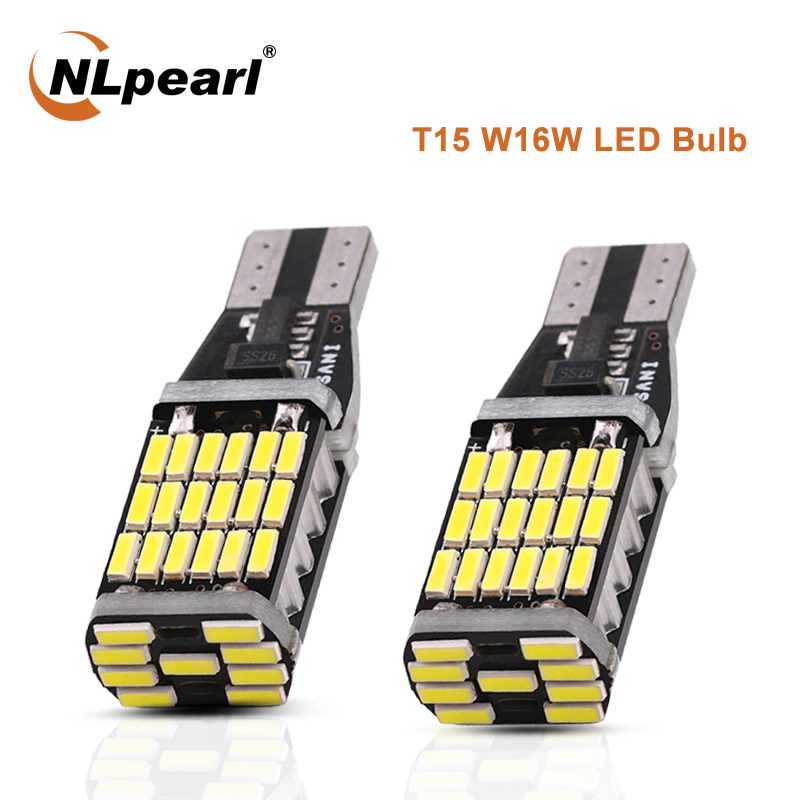 

NLpearl 2x Signal Lamp W16W T15 LED Bulbs Super Bright 45SMD 4014 Chips W16W Led 921 912 Car Backup Reserve Lights White Yellow, As pic