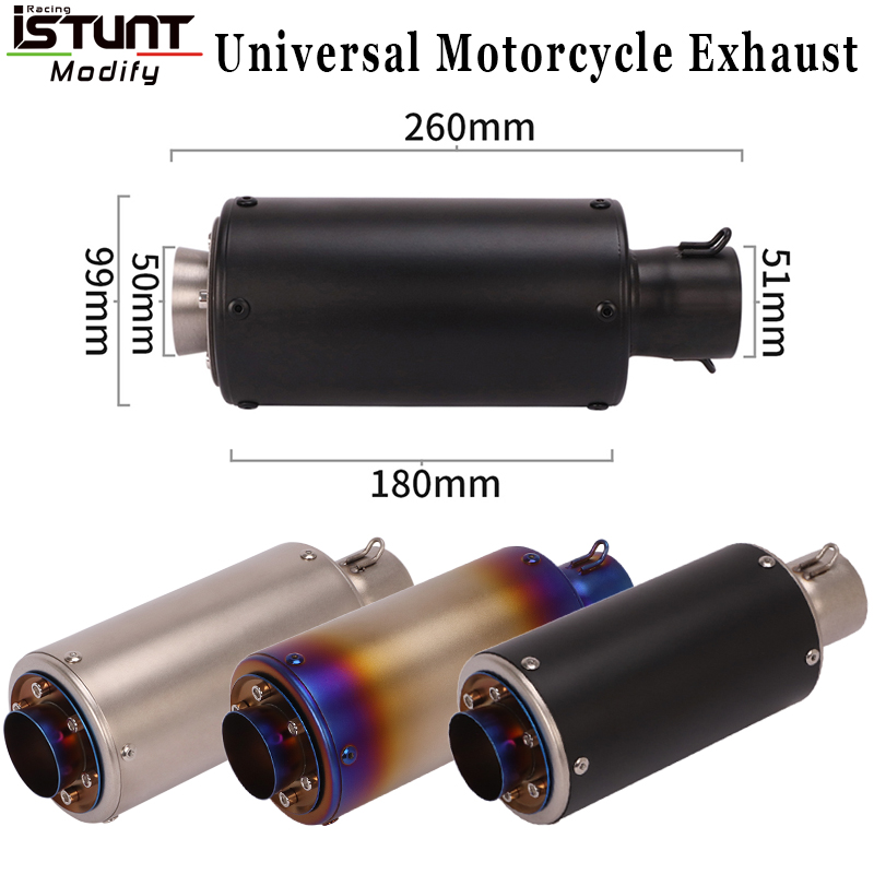 

51mm Inlet Universal Motorcycle Exhaust Escape moto Modified Vent Muffler For R1 R6 MT09 Huanglong 300 RC390 S1000RR